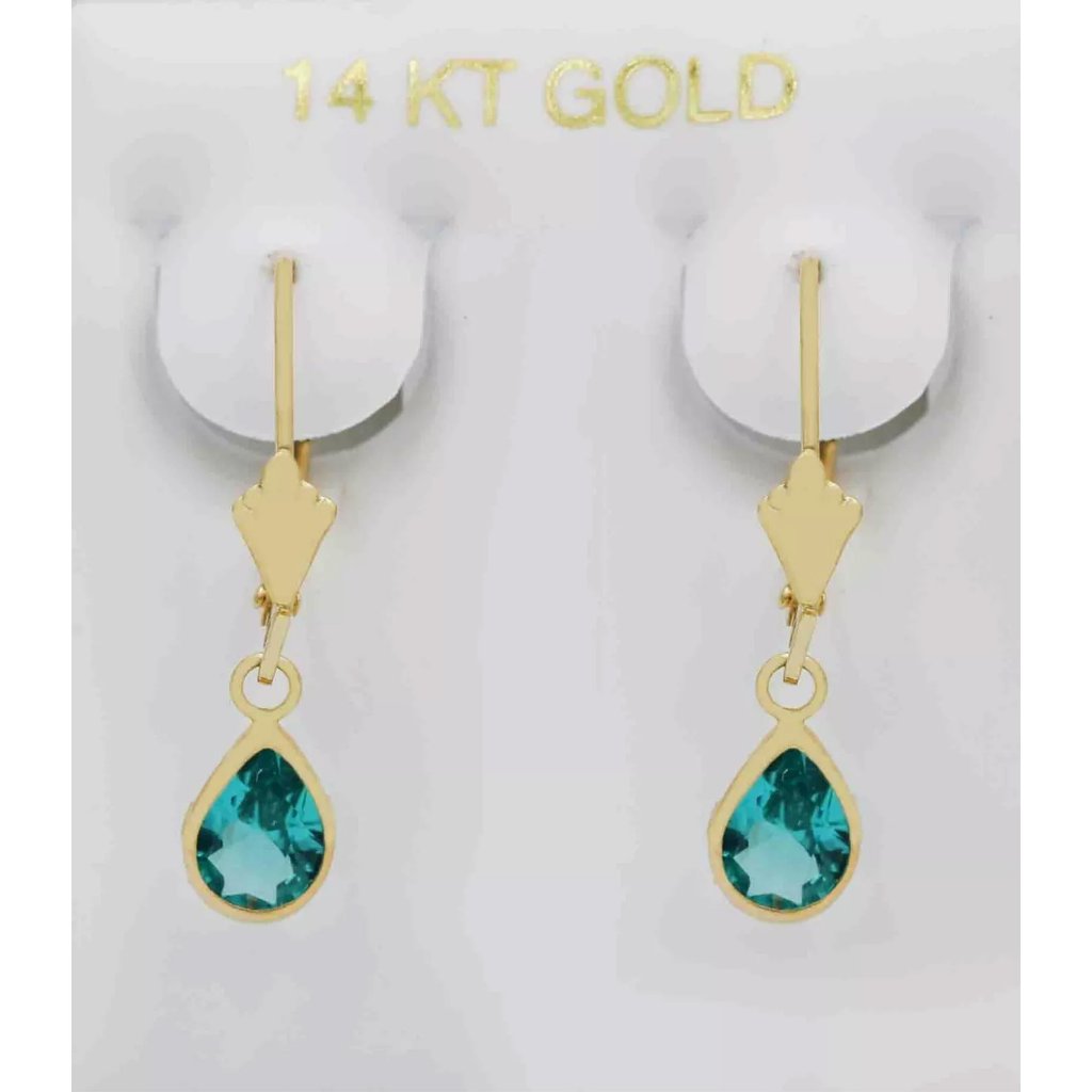Genuine 2.44 Cts Paraiba Tourmaline Dangling Earrings 14k Gold